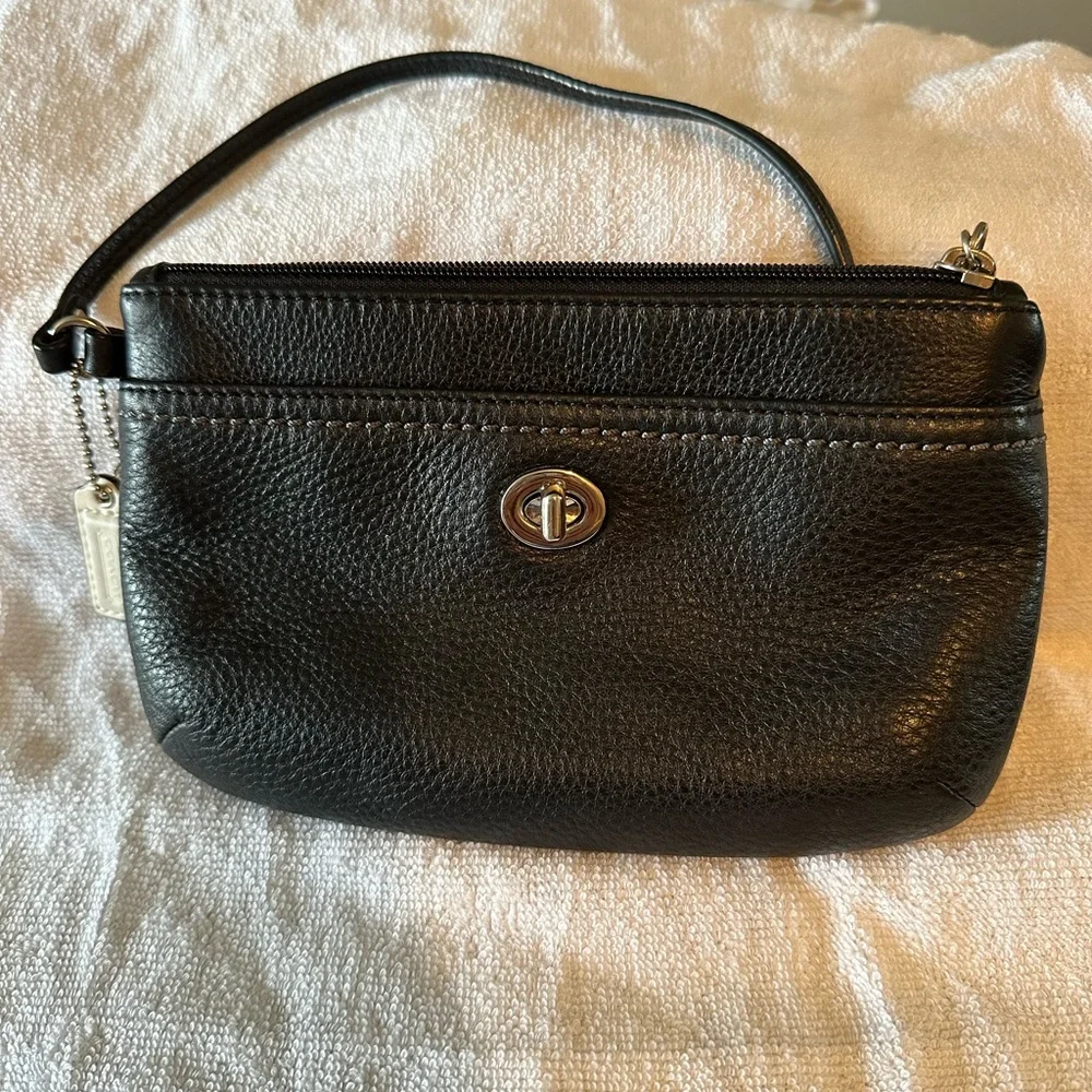 Coach Black Leather Wristlet